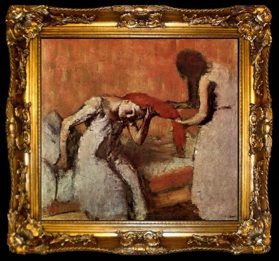 framed  Edgar Degas Seated Woman Having her Hair Combed, ta009-2